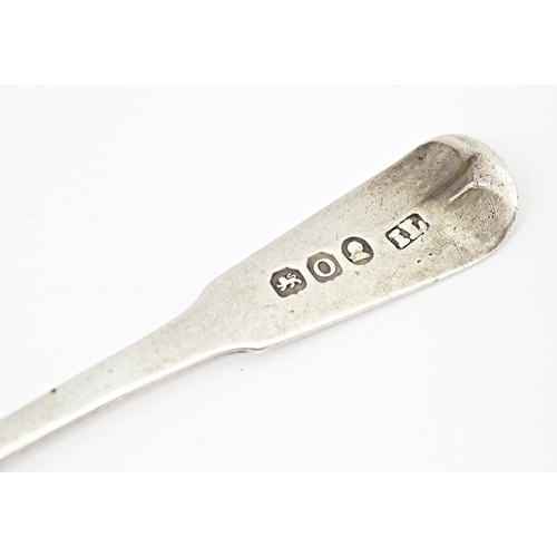 387 - A Geo III silver Fiddle pattern salt spoon hallmarked London 1809, maker John Lias. Together with a ... 