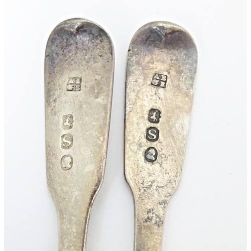 325 - Five 19thC silver Fiddle pattern teaspoons, two hallmarked London 1813, maker Alice & George Burrows... 