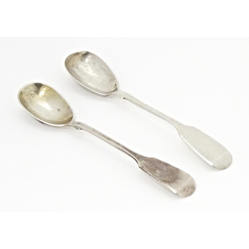 360 - Two 19thC silver mustard spoons, one hallmarked London 1837, maker William Eaton, the other hallmark... 