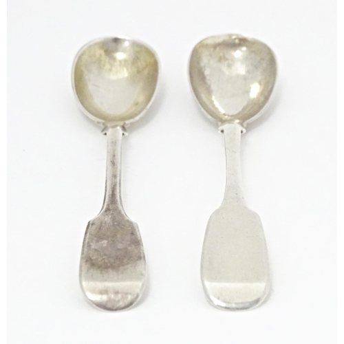 360 - Two 19thC silver mustard spoons, one hallmarked London 1837, maker William Eaton, the other hallmark... 