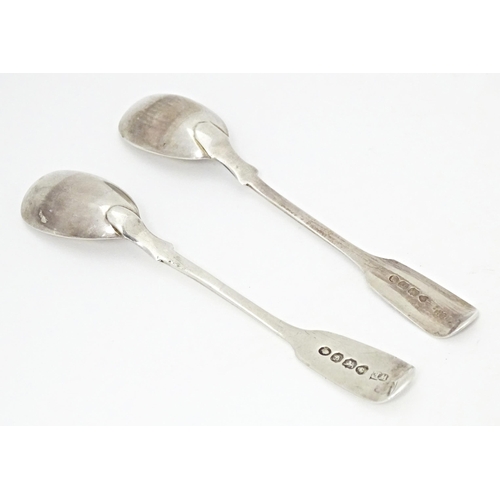 360 - Two 19thC silver mustard spoons, one hallmarked London 1837, maker William Eaton, the other hallmark... 