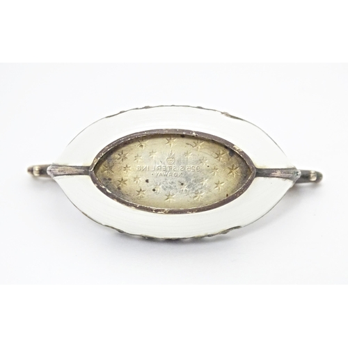 362 - Scandinavian silver: A .925 Norwegian silver salt modelled as a Viking long boat with clear glass li... 