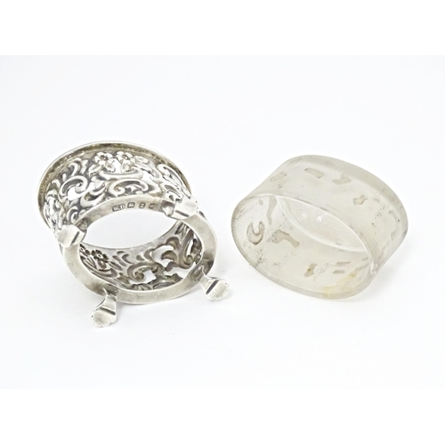 363 - A Victorian silver salt of oval form with embossed decoration and four stylised paw feet, and clear ... 