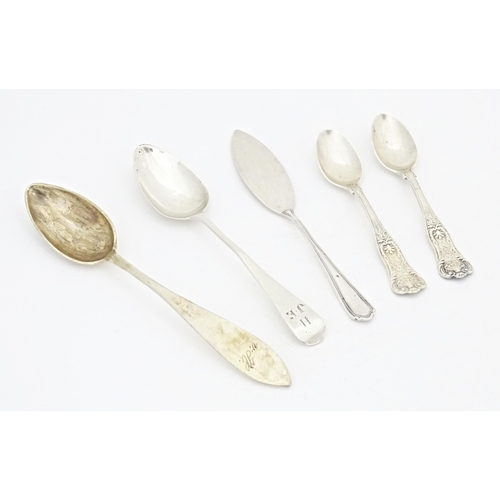 378 - Four silver spoons to include two American sterling silver teaspoons by Gorham Manufacturing Co. Ltd... 