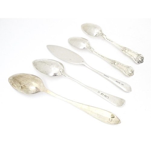 378 - Four silver spoons to include two American sterling silver teaspoons by Gorham Manufacturing Co. Ltd... 