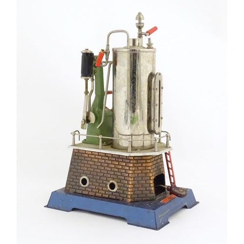 833 - Toy: A Wilesco model stationary steam engine. Stamped Made in Germany. Approx 12