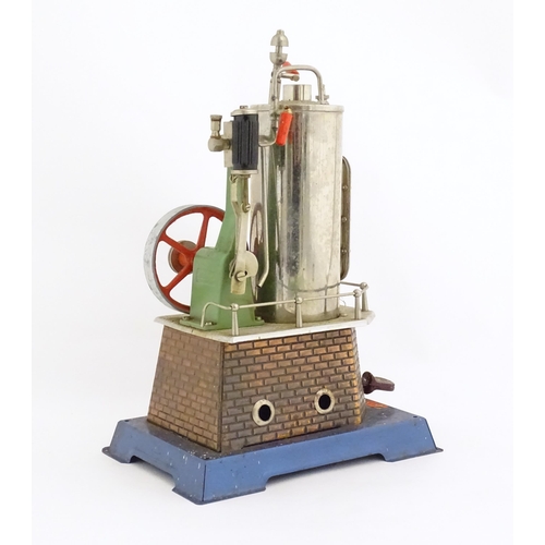 833 - Toy: A Wilesco model stationary steam engine. Stamped Made in Germany. Approx 12