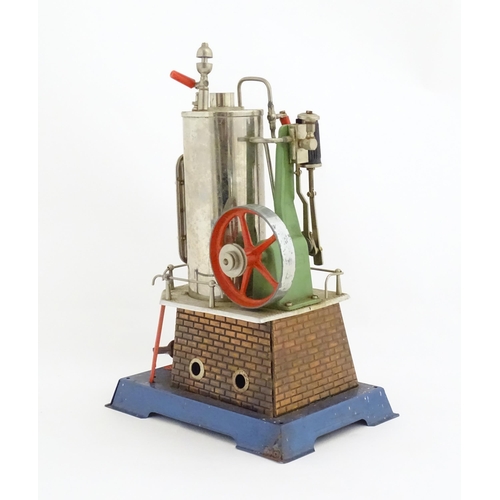 833 - Toy: A Wilesco model stationary steam engine. Stamped Made in Germany. Approx 12