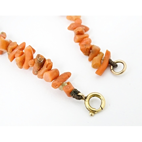 712 - A vintage coral necklace of graduated coral branch beads. Approx. 18