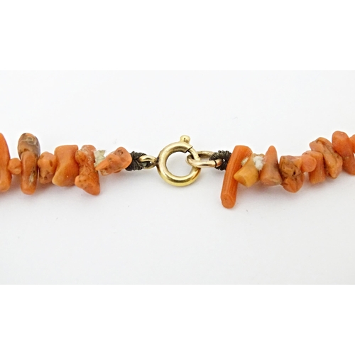 712 - A vintage coral necklace of graduated coral branch beads. Approx. 18