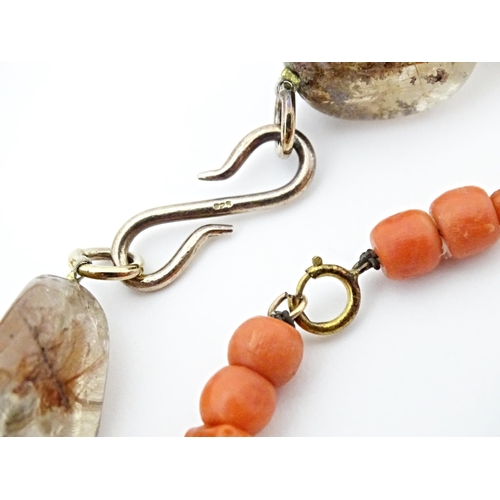 732 - A coral bead choker / anklet approx 12