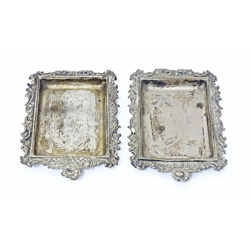 412 - A pair of Victorian silver pin dishes with embossed acanthus scroll decoration, hallmarked Birmingha... 