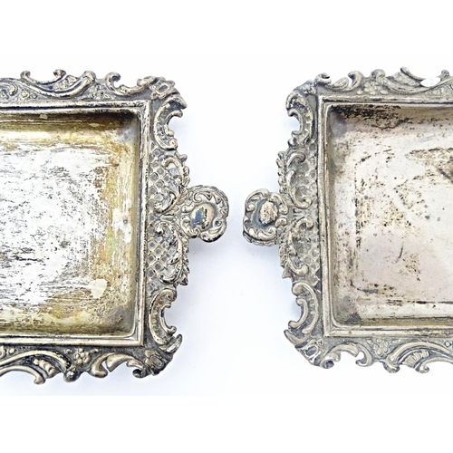 412 - A pair of Victorian silver pin dishes with embossed acanthus scroll decoration, hallmarked Birmingha... 