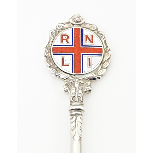 433 - A silver teaspoon with RNLI detail to handle, hallmarked Birmingham 1973, maker Turner and Simpson. ... 