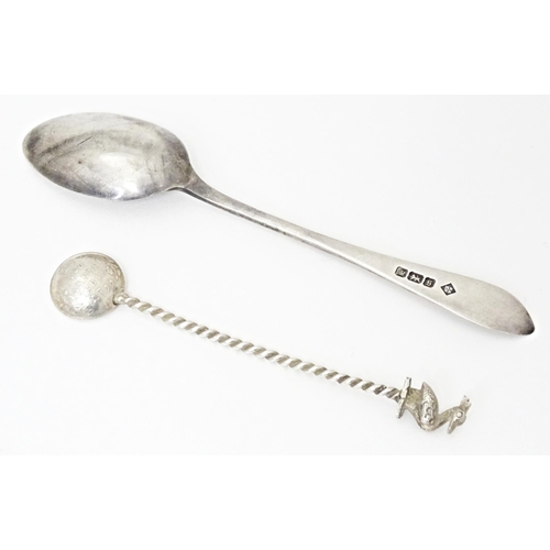 437 - Assorted 19thC and later silver teaspoons, together with an Indian white metal salt spoon, a silver ... 