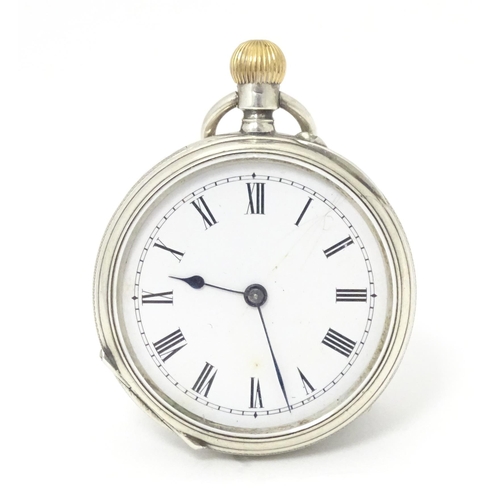 770 - A Continental .800 silver fob watch with white enamel dial. Approx. 1 1/2