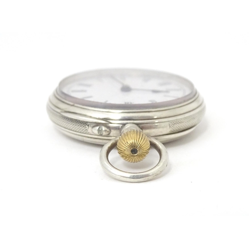 770 - A Continental .800 silver fob watch with white enamel dial. Approx. 1 1/2