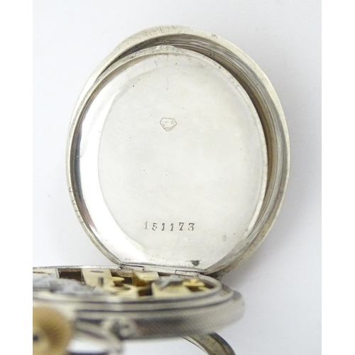 770 - A Continental .800 silver fob watch with white enamel dial. Approx. 1 1/2