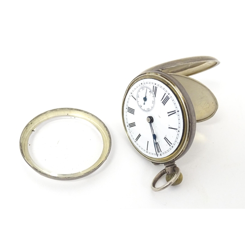 772 - A Continental .800 silver cased fob watch, the white enamel dial with subsidiary seconds dial at six... 