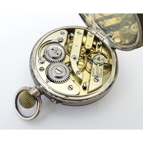 772 - A Continental .800 silver cased fob watch, the white enamel dial with subsidiary seconds dial at six... 