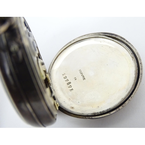 772 - A Continental .800 silver cased fob watch, the white enamel dial with subsidiary seconds dial at six... 