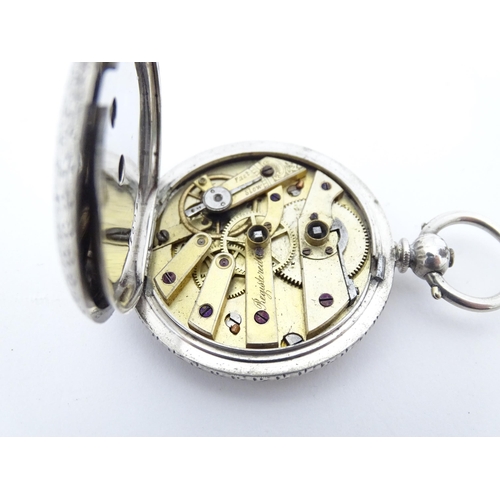 774 - A Continental .935 silver fob watch, together with another. Largest approx. 1 1/4