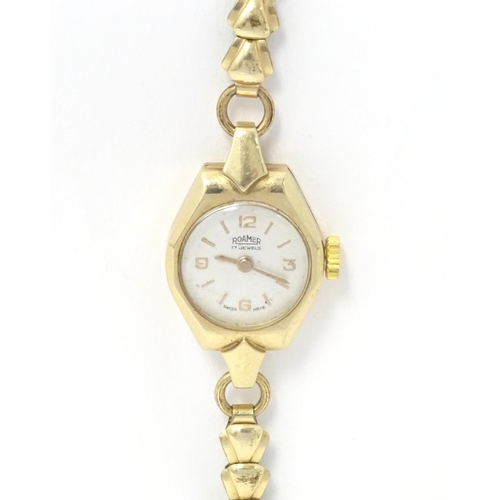 776 - A 9ct gold cased Roma wrist watch hallmarked Birmingham 1957