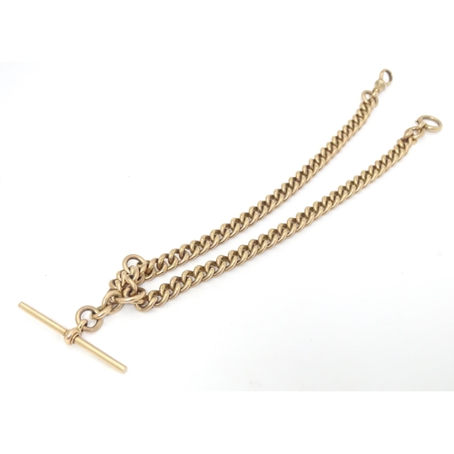 794 - A 9ct gold Albert watch chain. Approx. 18