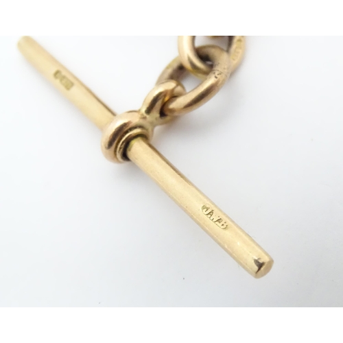 794 - A 9ct gold Albert watch chain. Approx. 18