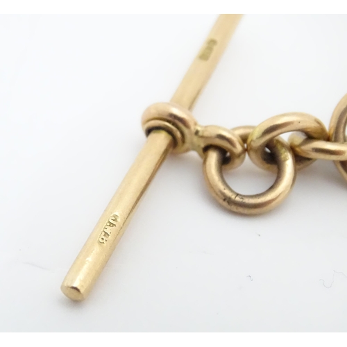 794 - A 9ct gold Albert watch chain. Approx. 18