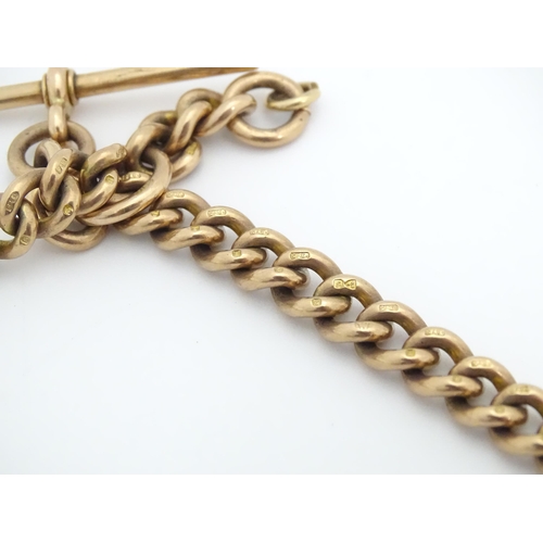 794 - A 9ct gold Albert watch chain. Approx. 18