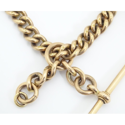 794 - A 9ct gold Albert watch chain. Approx. 18