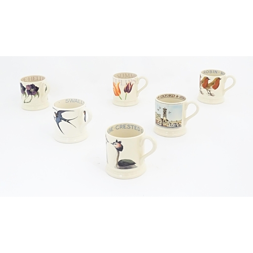 143 - Six Emma Bridgewater mugs comprising Crested Grebe, Swallow, Hellebore, Robin, Summer, and Jericho O... 