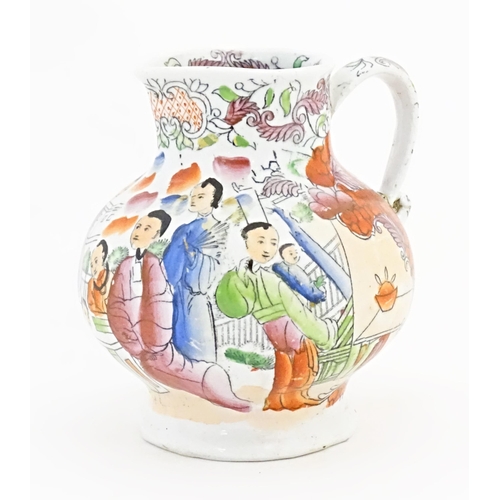 151 - A Mason's Ironstone jug with chinoiserie style decoration depicting figures in an interior scene, wi... 