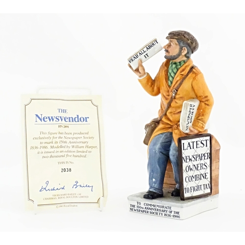 99 - A limited edition Royal Doulton figure The News Vendor, model no. HN2891. Marked under, no. 2038 / 2... 