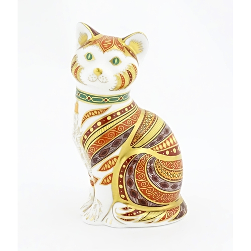 116 - A Royal Crown Derby limited edition paperweight modelled as a cat, with gold stopper. Titled Marmadu... 