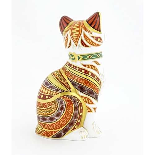 116 - A Royal Crown Derby limited edition paperweight modelled as a cat, with gold stopper. Titled Marmadu... 