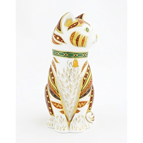 116 - A Royal Crown Derby limited edition paperweight modelled as a cat, with gold stopper. Titled Marmadu... 