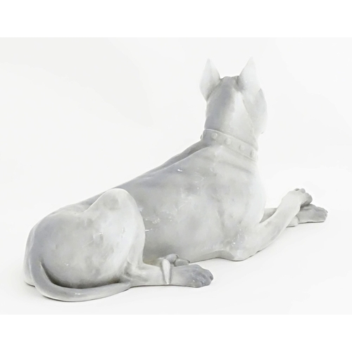 129 - A Continental model of a Great Dane dog. Indistinctly signed under. Approx. 13 1/2