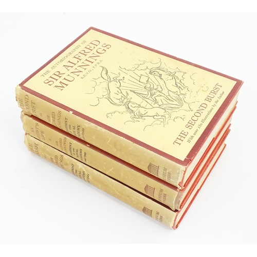 902 - Books: The Autobiography of Sir Alfred Munnings, volumes 1 -3, comprising An Artist's Life, The Seco... 