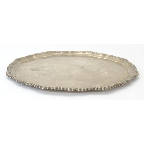 277 - A large silver salver / tray, hallmarked Birmingham 1924, maker Alexander Clark Co. Ltd. Approx. 19