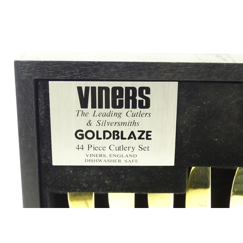 529 - A Viners Goldblaze 6- place cutlery / flatware set comprising knives, forks, spoons etc . ( 44pc)