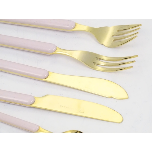 529 - A Viners Goldblaze 6- place cutlery / flatware set comprising knives, forks, spoons etc . ( 44pc)