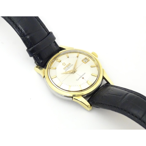 781 - An Omega Constellation automatic chromometer wrist watch, with gilt batons and date aperture at 3. D... 