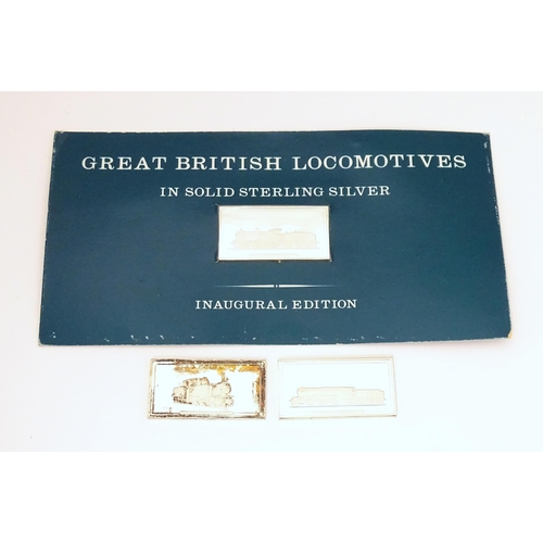 800 - Three hallmarked silver railway / locomotive / steam train commemorative ingots / plaques by John Pi... 