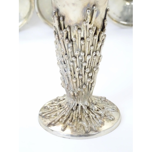 264 - Jocelyn Burton : A cased set of six Elizabeth II Modernist silver goblets / flutes, of conical form ... 