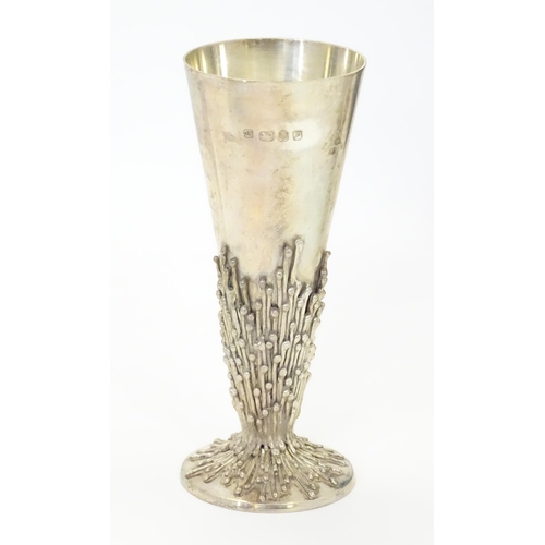 264 - Jocelyn Burton : A cased set of six Elizabeth II Modernist silver goblets / flutes, of conical form ... 