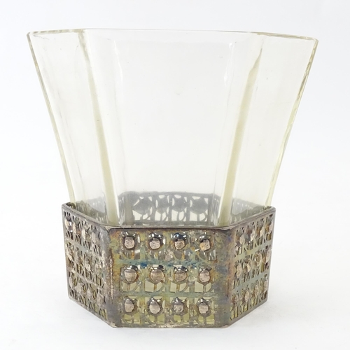 533 - An early 20thC Josef Hoffmann (1870-1956) for Wiener Werkstatte hexagonal glass vase of tapering for... 