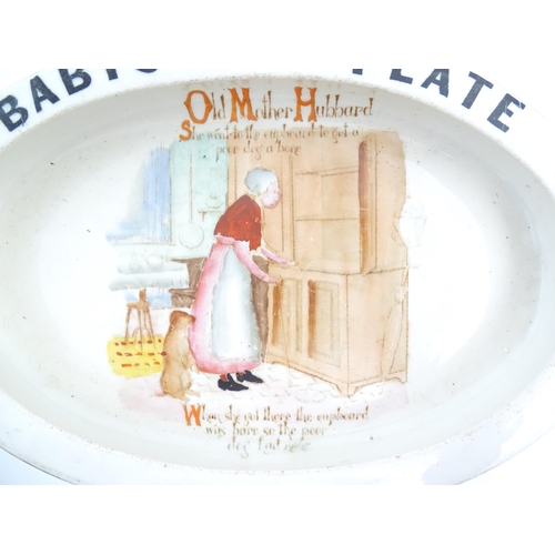 141A - A Carlton Ware oval baby plate depicting Old Mother Hubbard. Marked under. Approx. 6 1/4