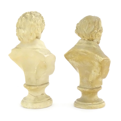 1022 - Two 20thC casts busts depicting composers, one of Mozart, the other Wagner. Largest approx. 8 3/4